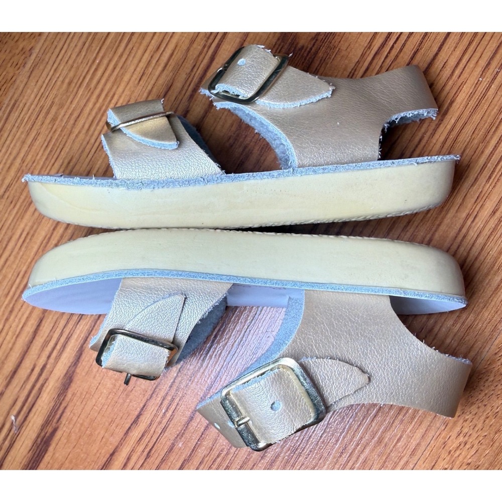 Salt Water Sandals Sun-San Sea Wee Gold Metallic Leather Toddler Baby Size 3 - Picture 4 of 9